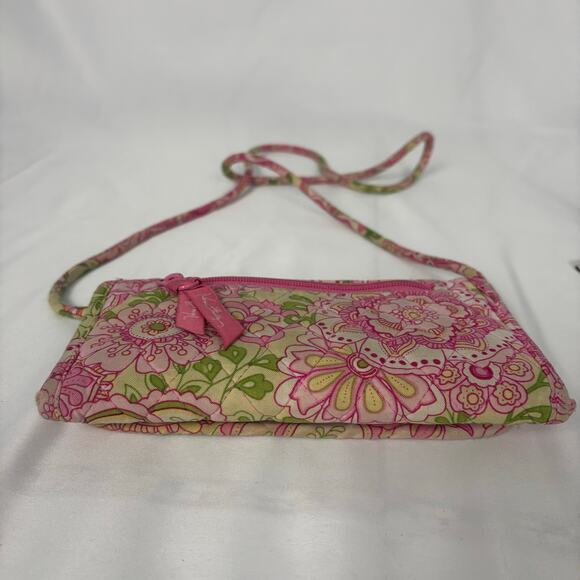 Vera Bradley Pink Petals Quilted Fabric Crossbody Wallet Purse with ID Window - Picture 5 of 13